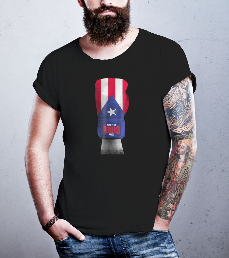 Fighting Puerto Rico Pride Vintage Flag Boxing Gloves T-Shirt