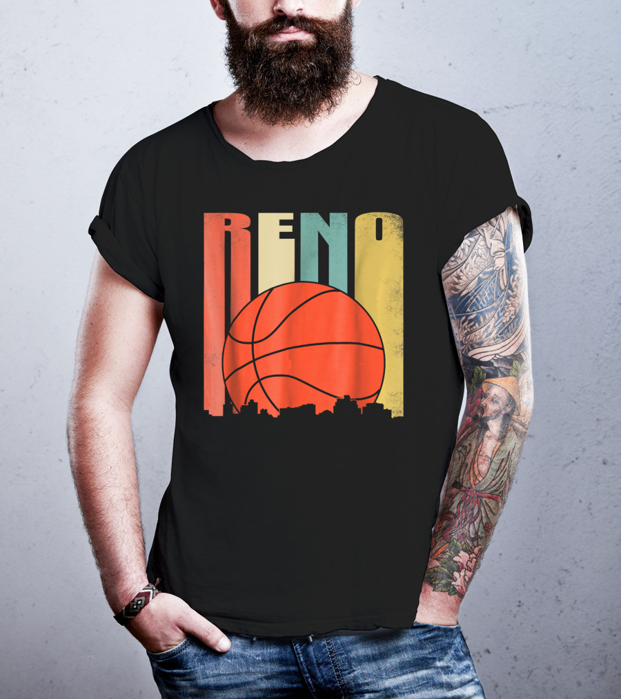 Reno Nevada Retro Basketball Skyline T-Shirt