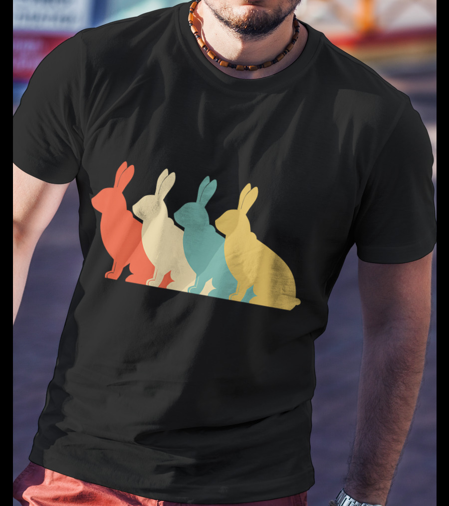Vintage Art Bunny Rabbit Lover Whispere Four Colorful T-Shirt