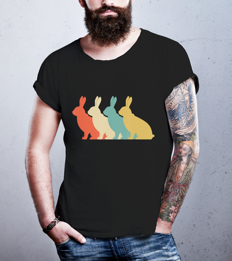 Vintage Art Bunny Rabbit Lover Whispere Four Colorful T-Shirt