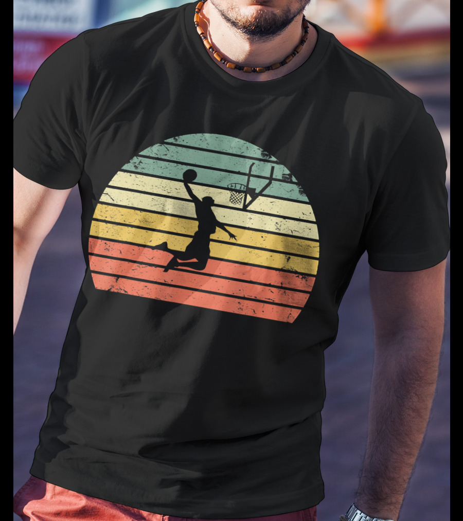 Vintage Basketball Dunk Sunset Retro T-Shirt