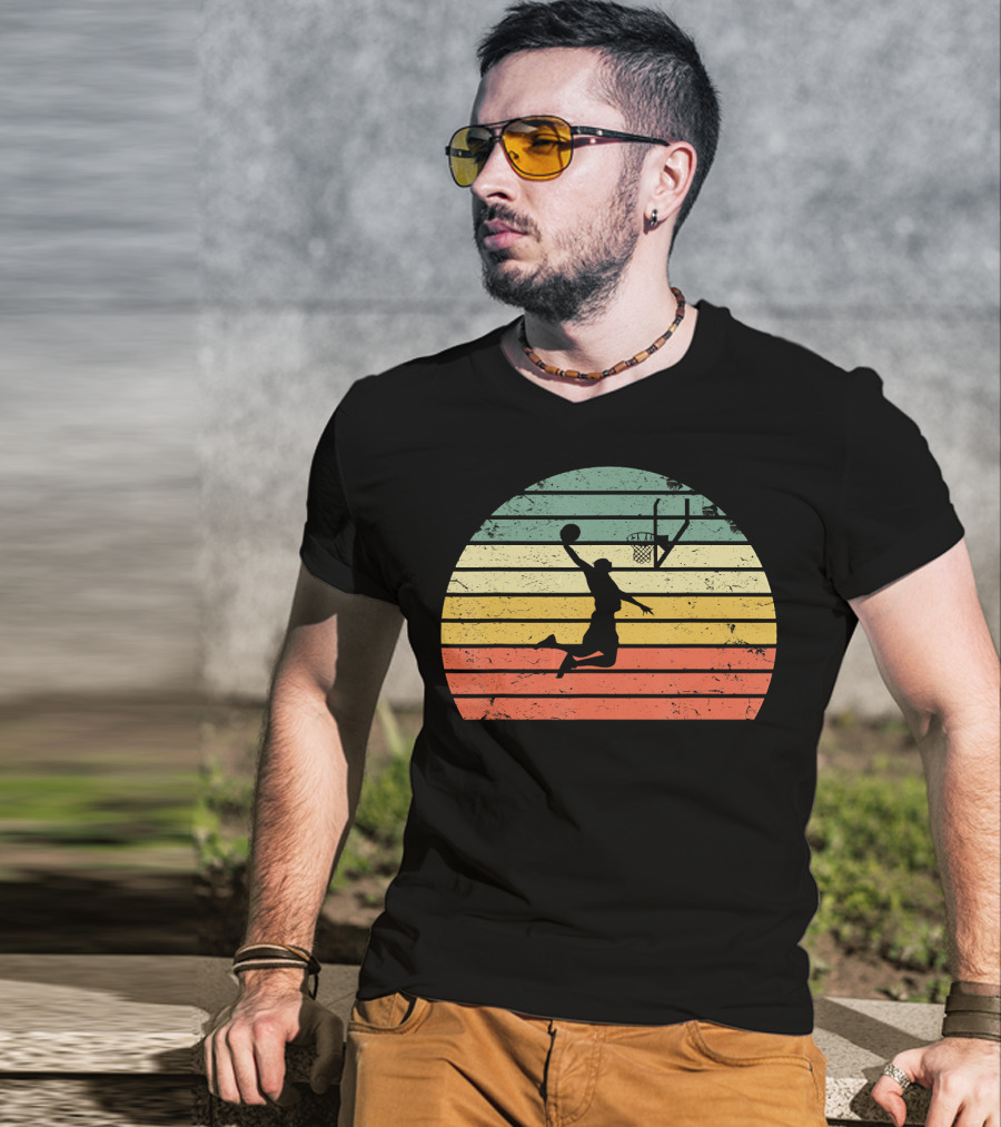 Vintage Basketball Dunk Sunset Retro T-Shirt