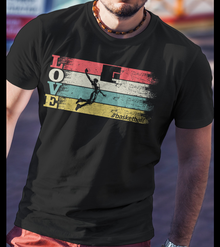 Love Basketball Vintage Sport Team Hashtag Basketball T-Shirt
