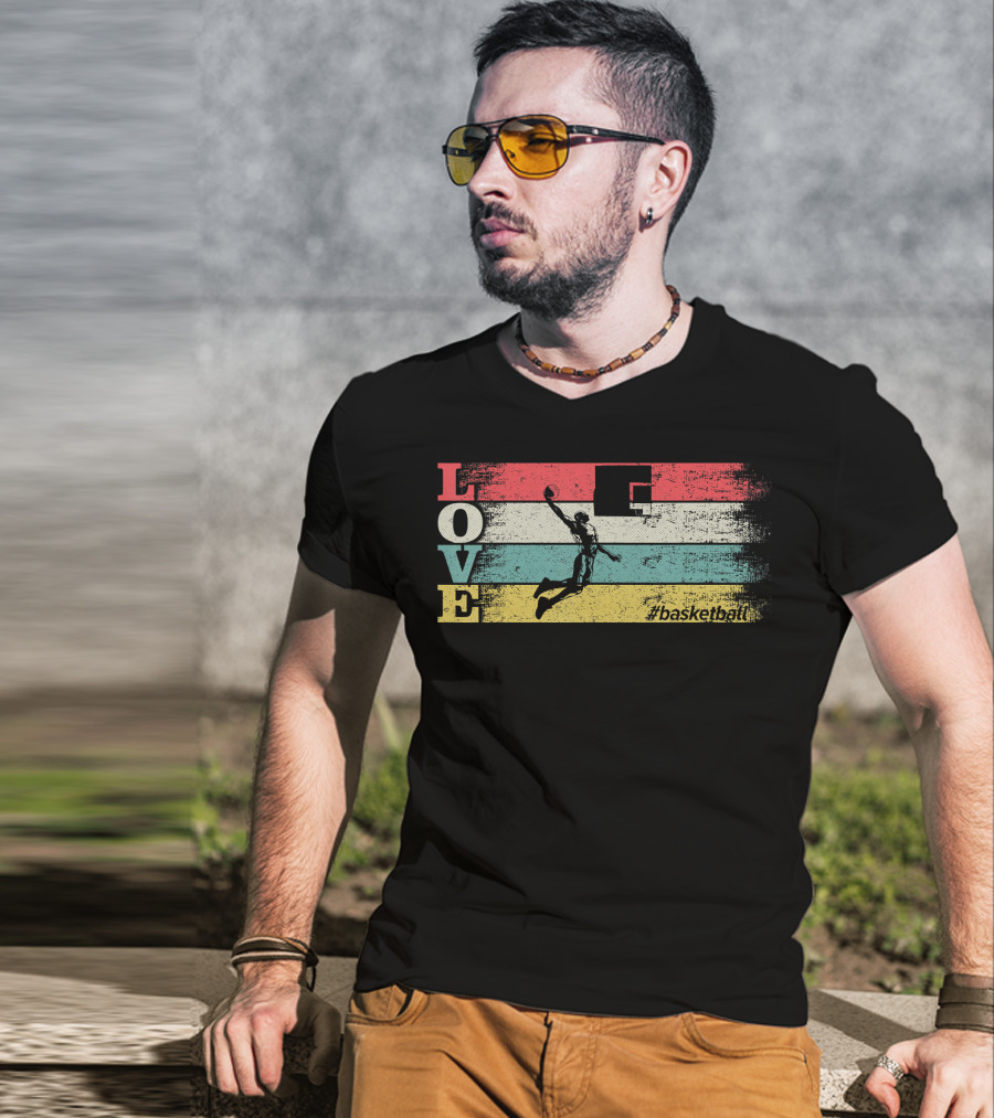 Love Basketball Vintage Sport Team Hashtag Basketball T-Shirt