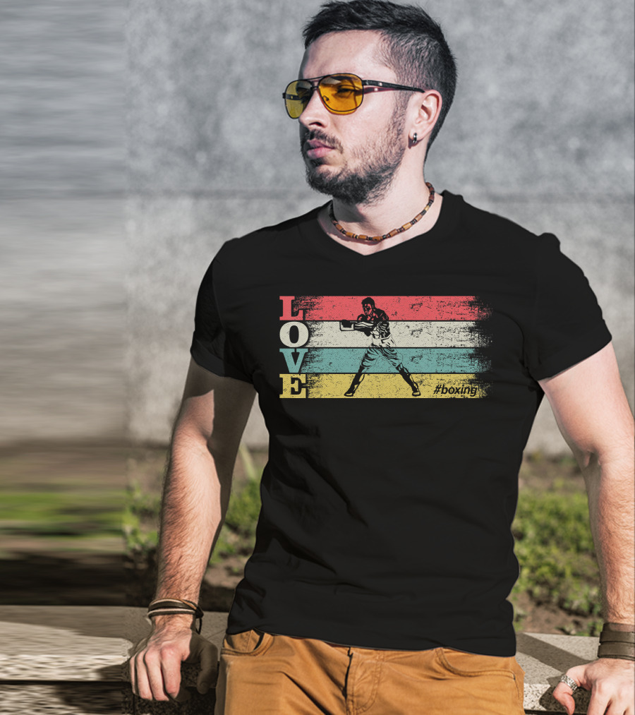 LOVE Vintage Boxing Stripes #boxing T-Shirt