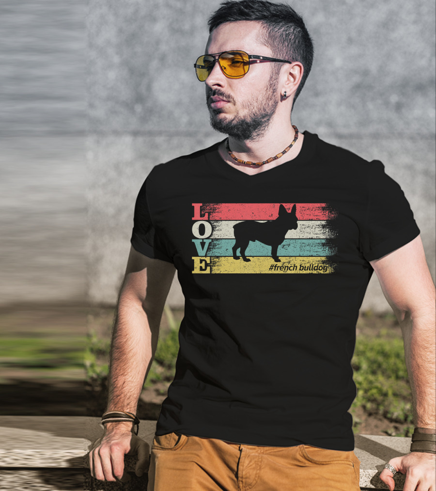 LOVE French Bulldog Vintage #frenchbulldog T-Shirt