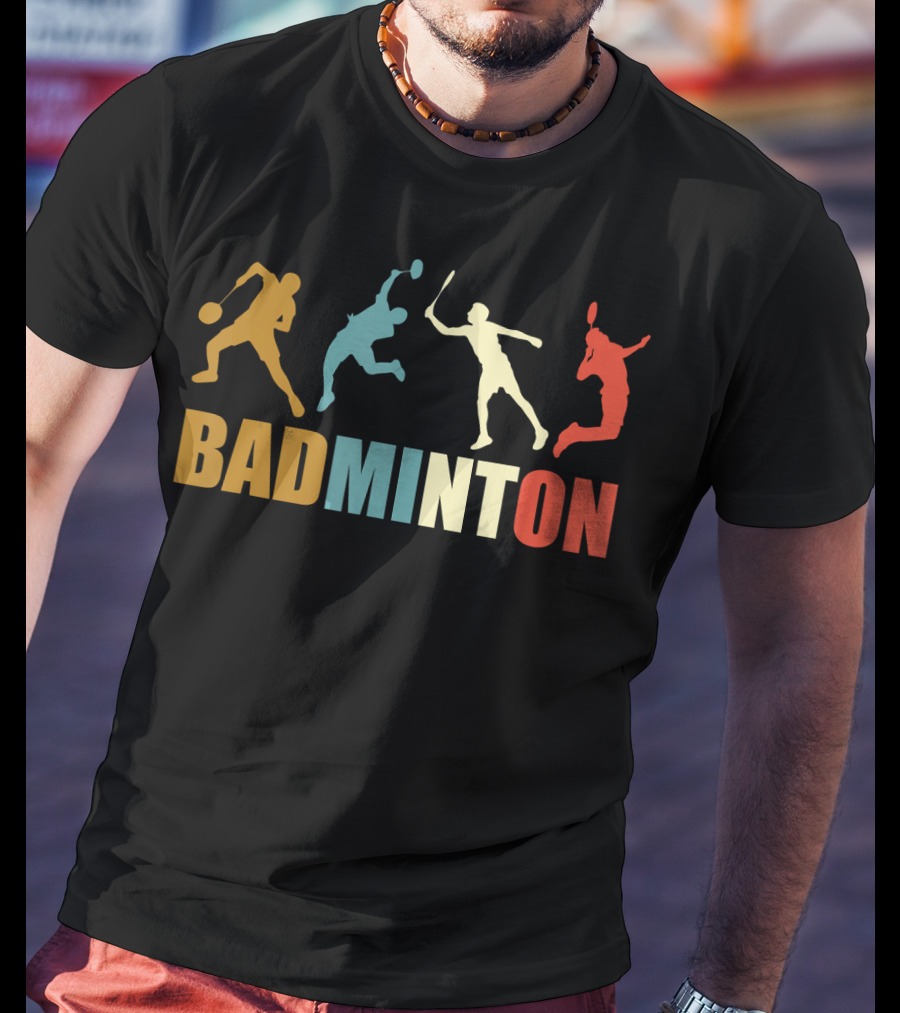 Vintage Style Badminton Mom 70s Badminton Sports T-Shirt