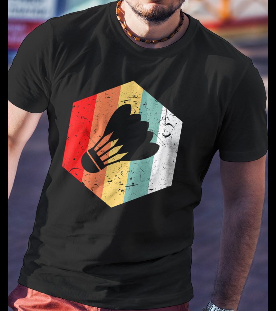 Vintage Shuttlecock Retro Hexagon Sports T-Shirt