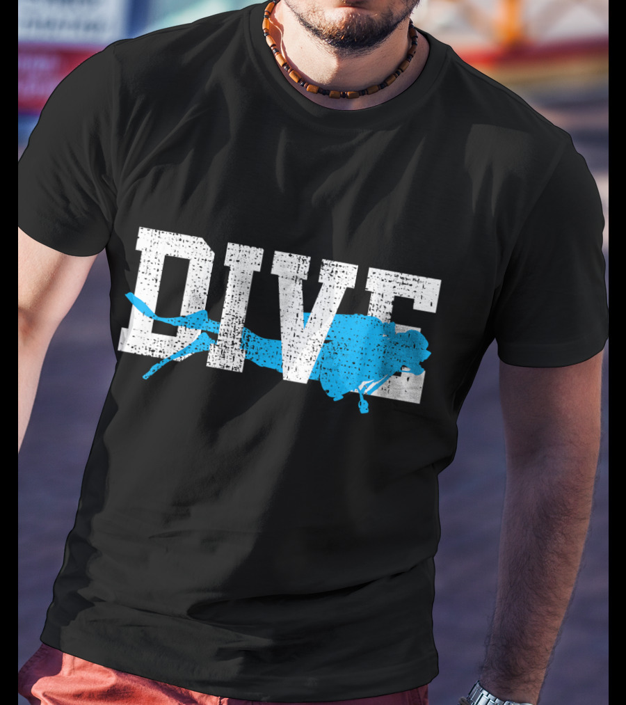 Vintage Scuba Diving Dive Diver Station Scho Bold Dive Text With Diver T-Shirt