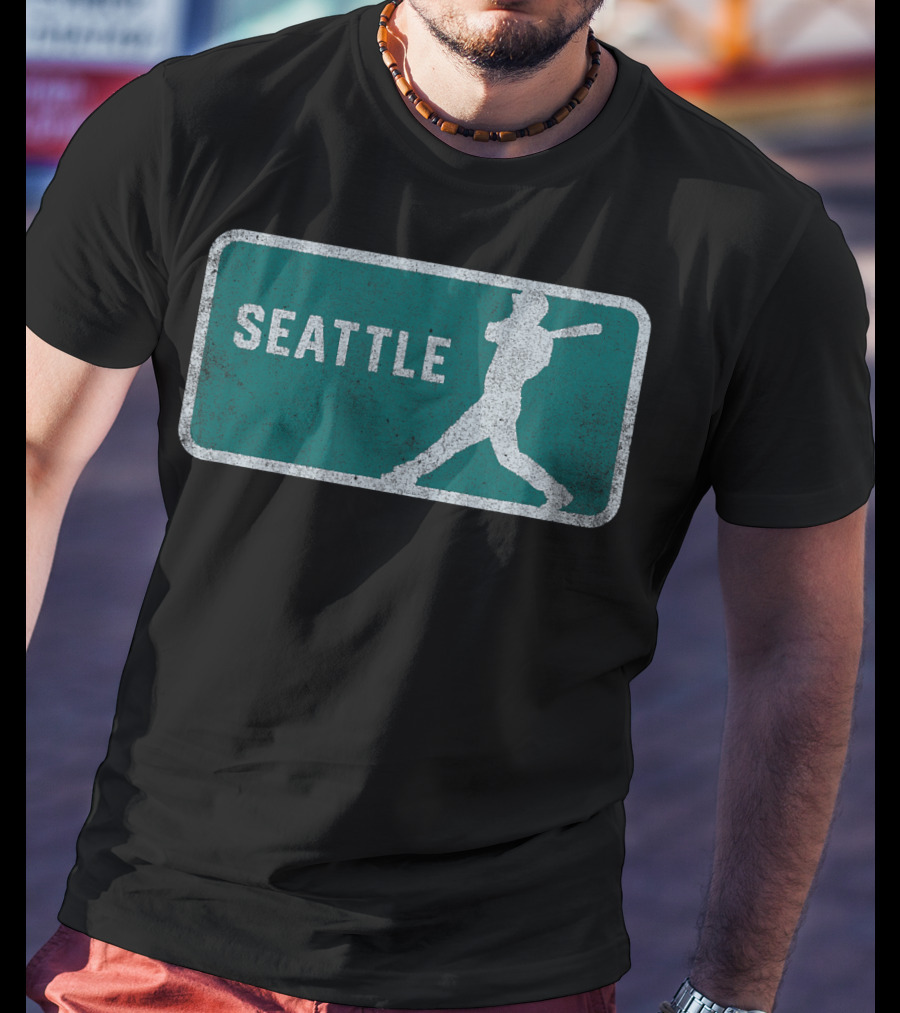 Seattle Vintage Baseball Player Silhouette SEA T-Shirt