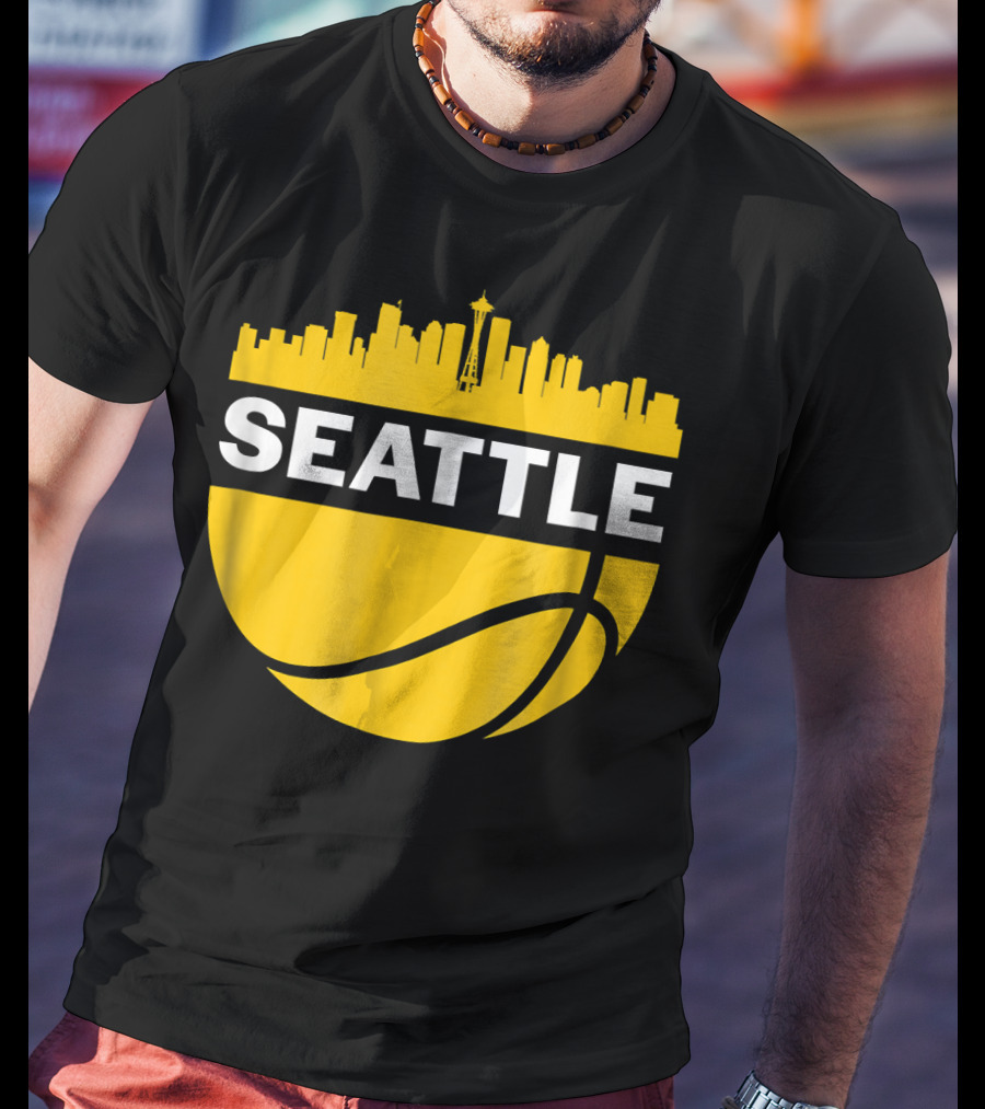 Seattle Skyline Basketball Cityscape Vintage T-Shirt