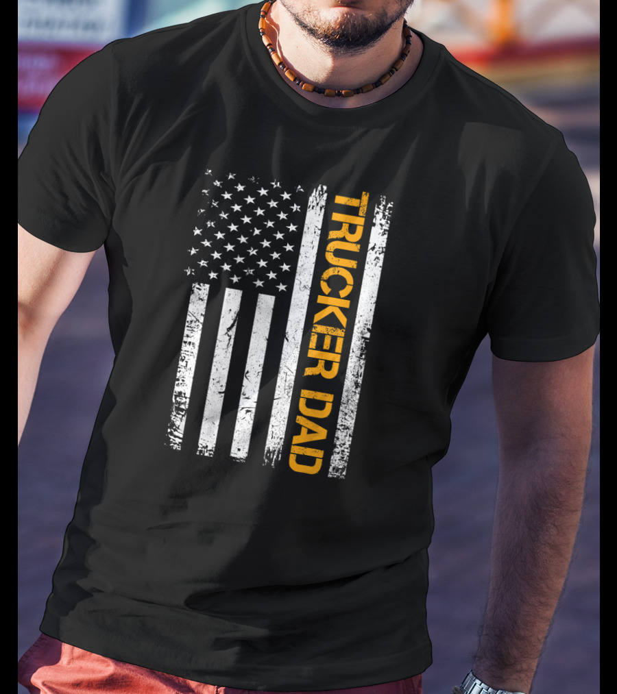 Trucker Dad Vintage American Flag USA T-Shirt