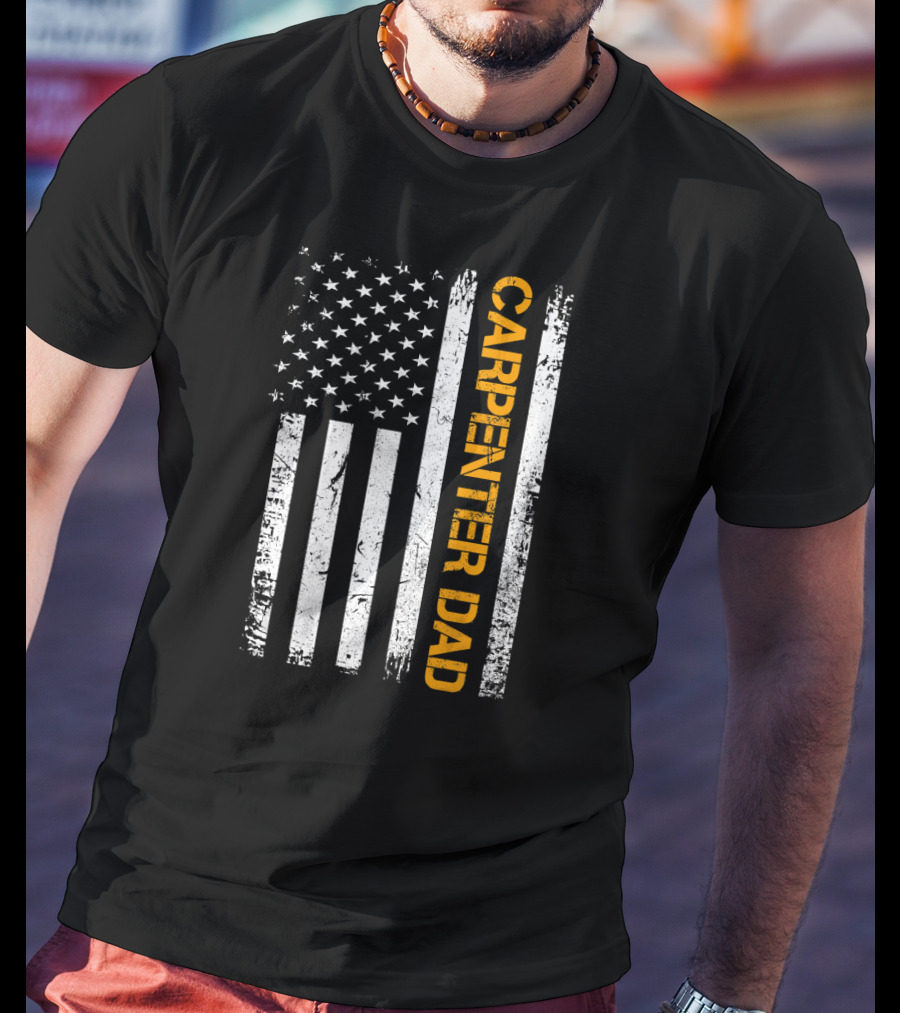 Vintage USA Carpenter Dad American Flag Woodworking T-Shirt