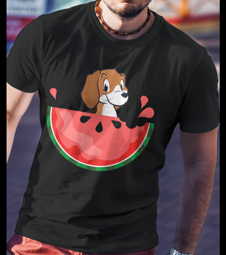 Watermelon With Beagle Summer Vacation Fun T-Shirt