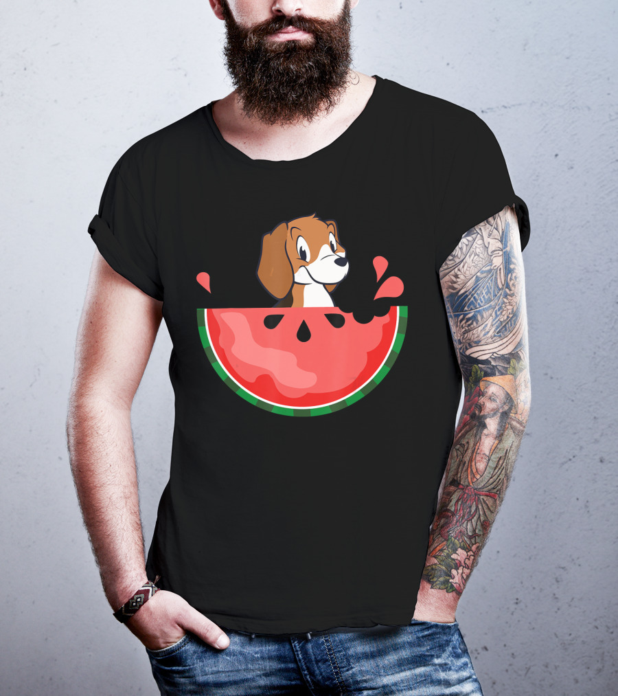 Watermelon With Beagle Summer Vacation Fun T-Shirt
