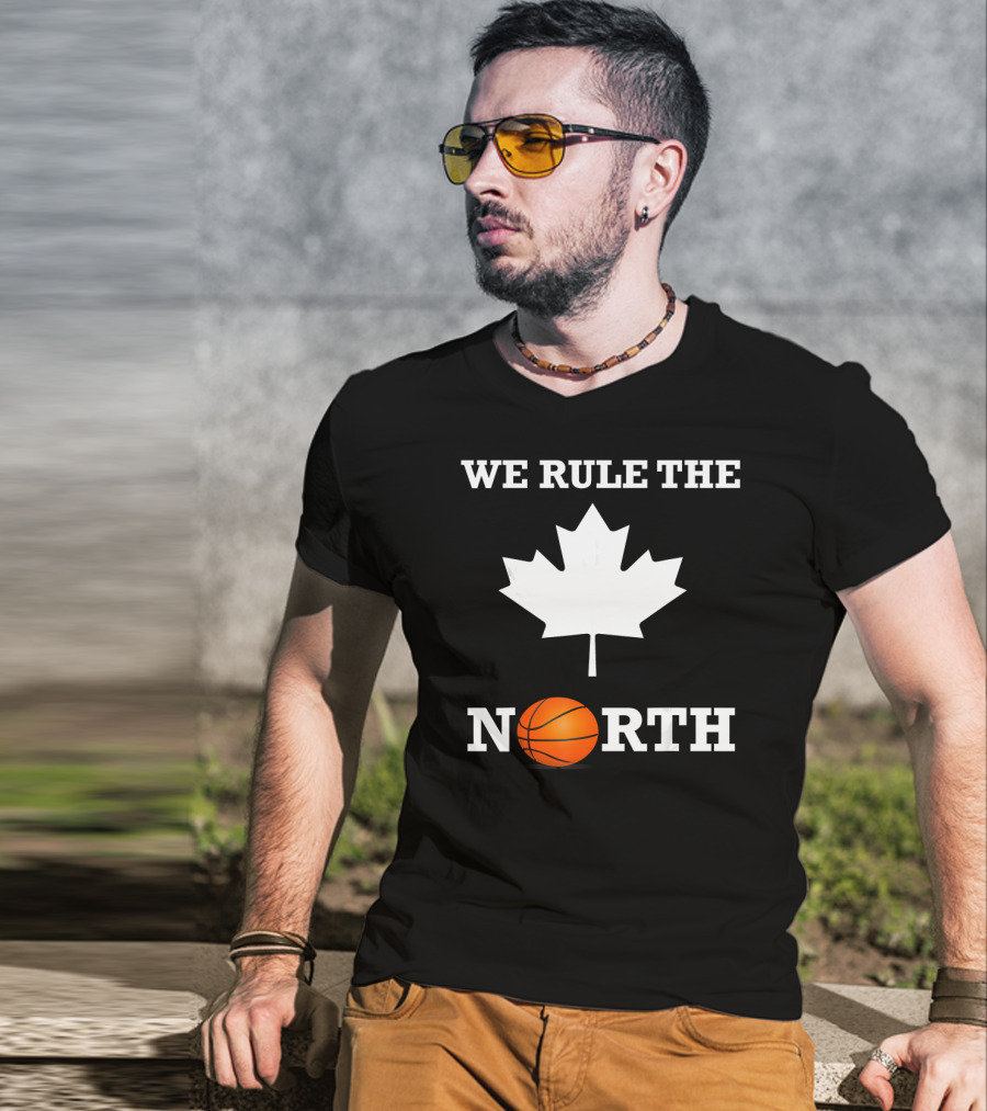 We Rule The North Canada Basketball Maple Leaf Orange Ball T-Shirt