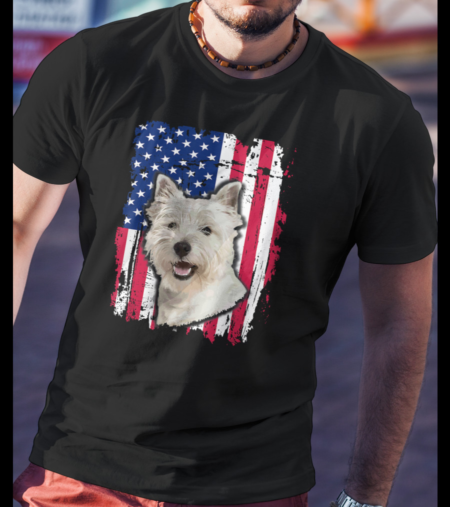 Westie USA Flag Independence Day T-Shirt