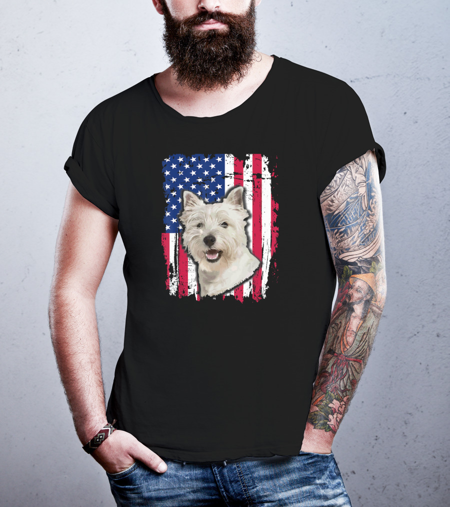 Westie USA Flag Independence Day T-Shirt
