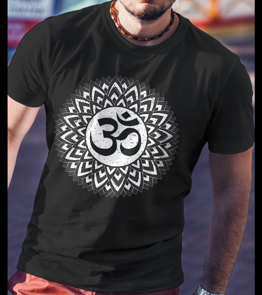 White Mandala Flower Floral Om Symbol T-Shirt