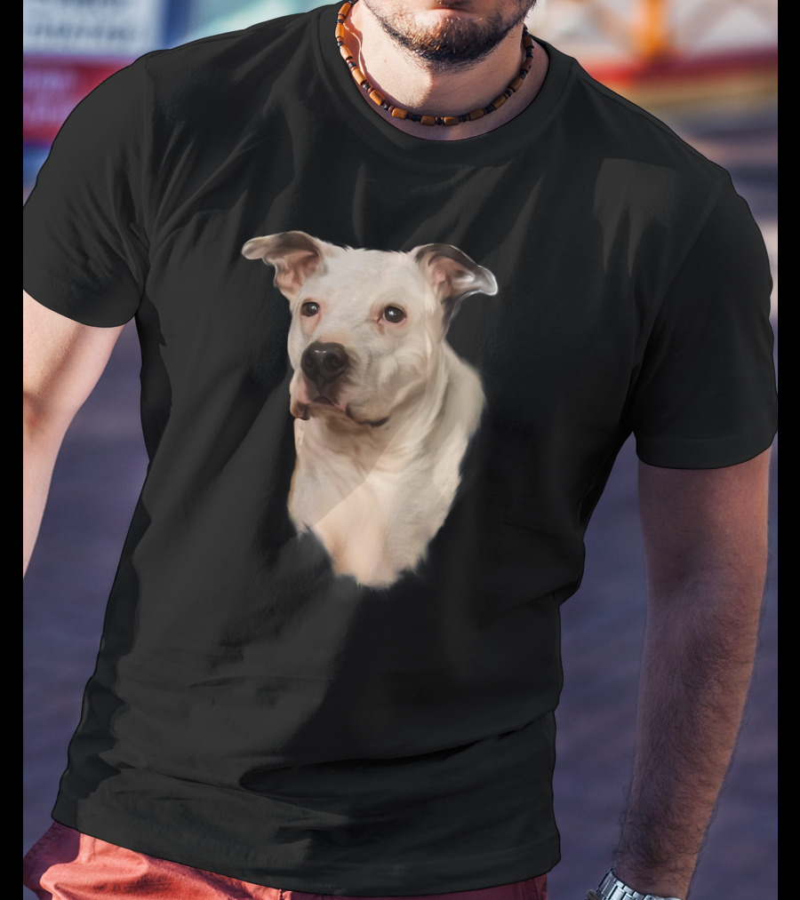 White Pit Bull Dog Portrait For Pitbull Lovers T-Shirt