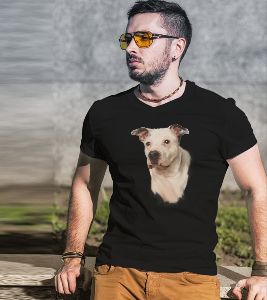 White Pit Bull Dog Portrait For Pitbull Lovers T-Shirt