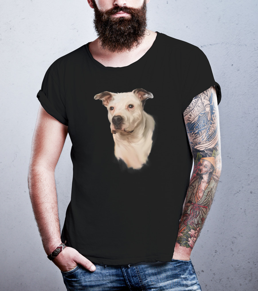 White Pit Bull Dog Portrait For Pitbull Lovers T-Shirt