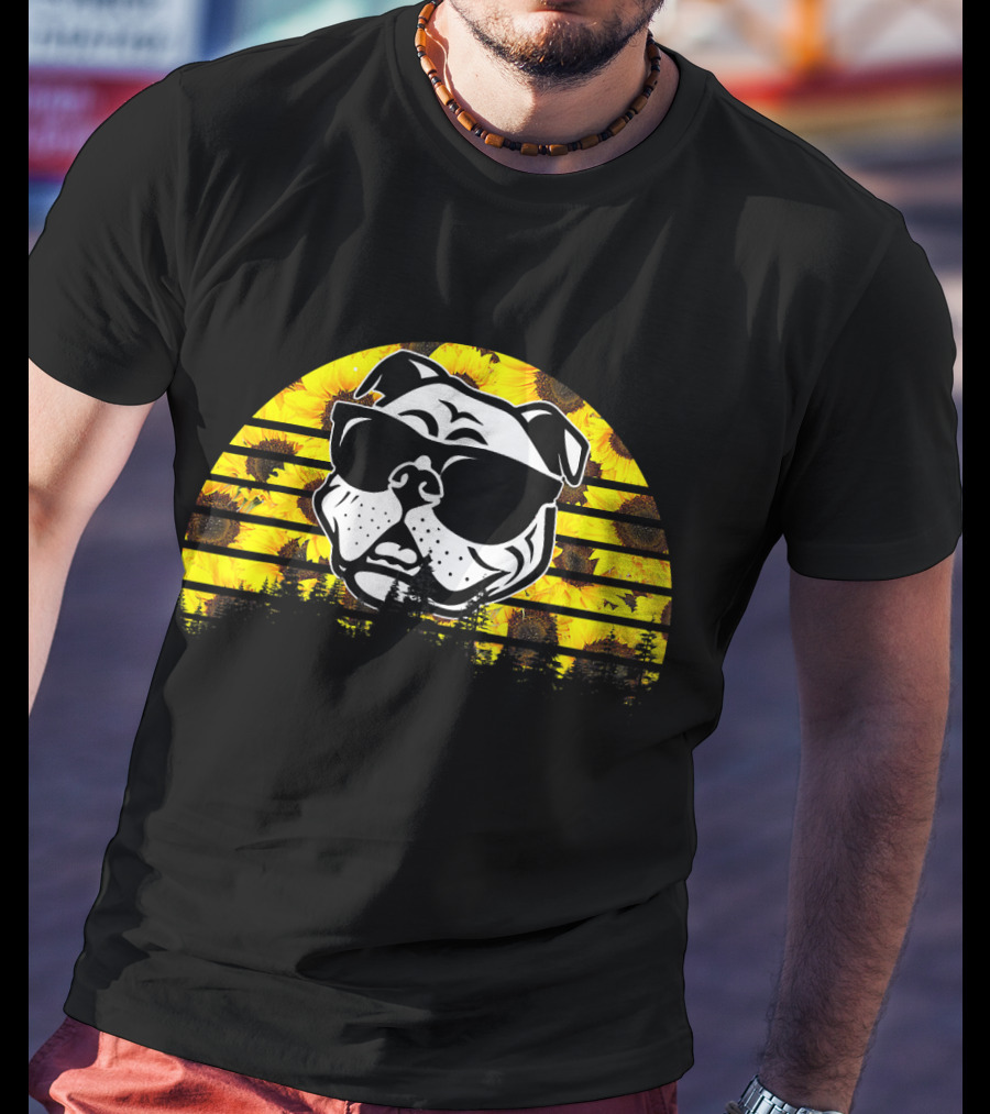 Pitbull Sunflower Sunglasses T-Shirt