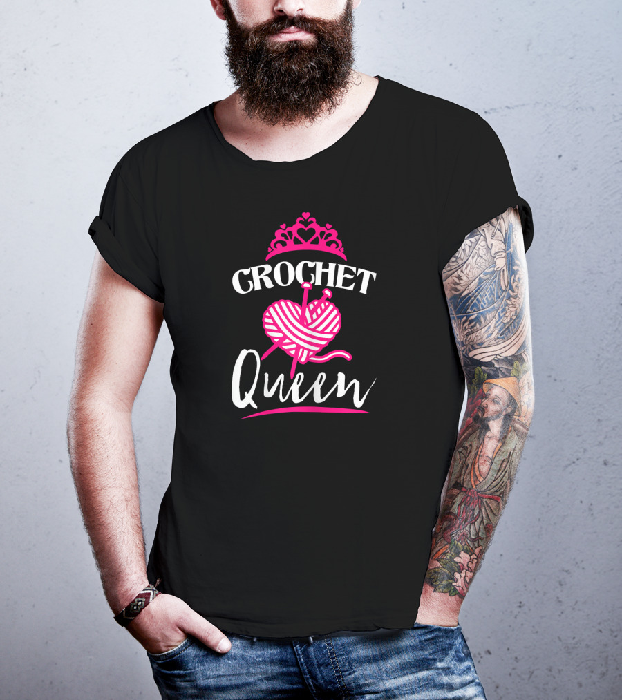 Crochet Queen Yarn Heart Tiara Fun T-Shirt