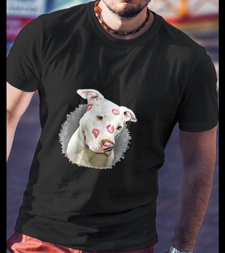 Pitbull Mom With Cute Lipstick Kiss Marks T-Shirt