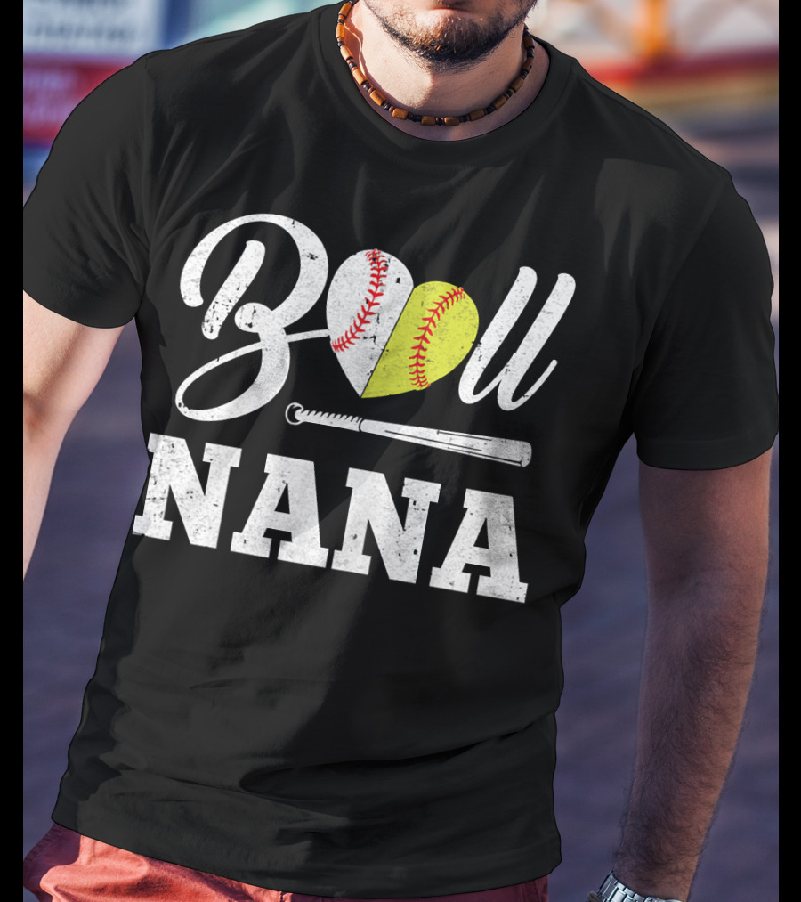 Ball Nana Heart Softball Baseball Bat T-Shirt