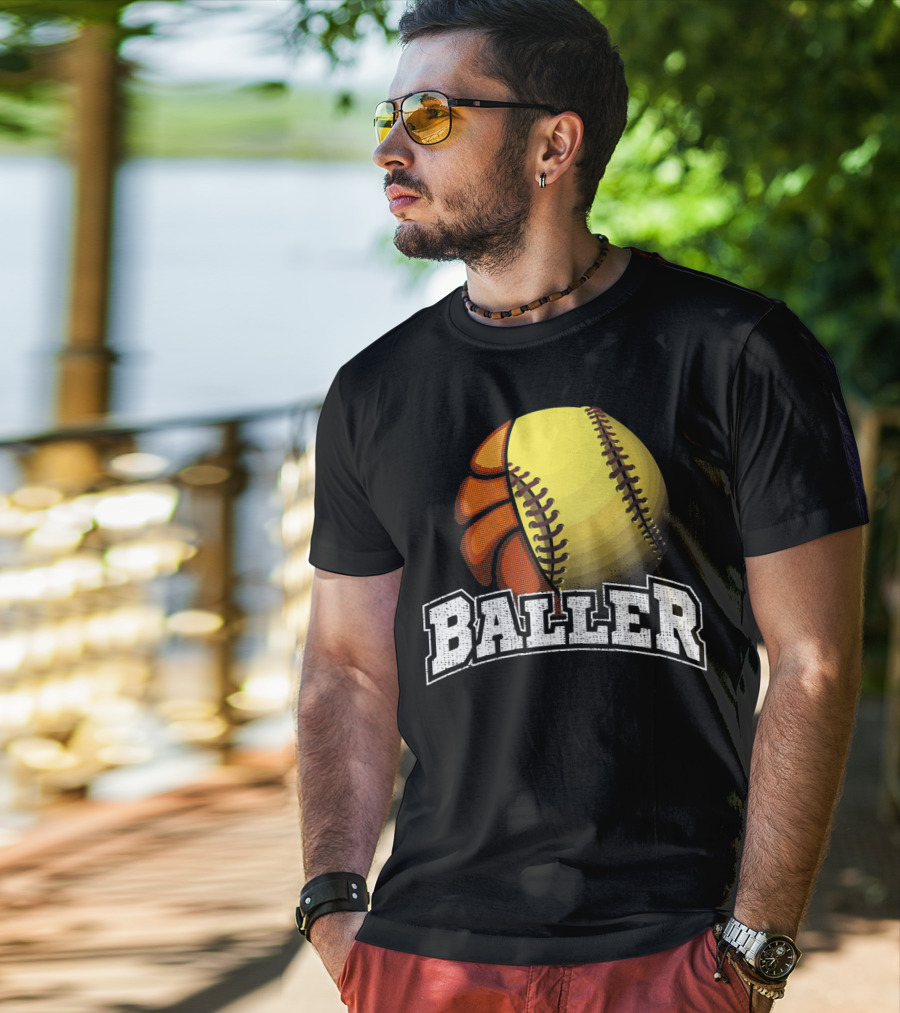 Baller Funny Girls Softball Basketball Combo T-Shirt