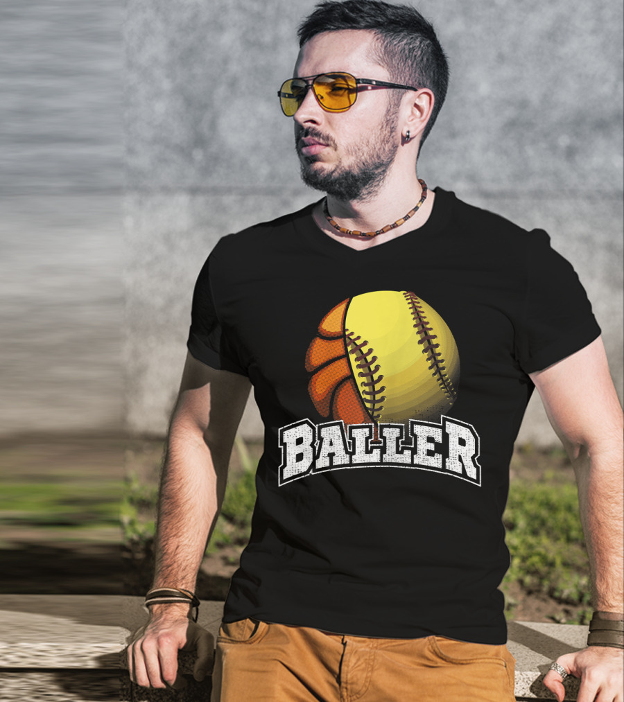 Baller Funny Girls Softball Basketball Combo T-Shirt
