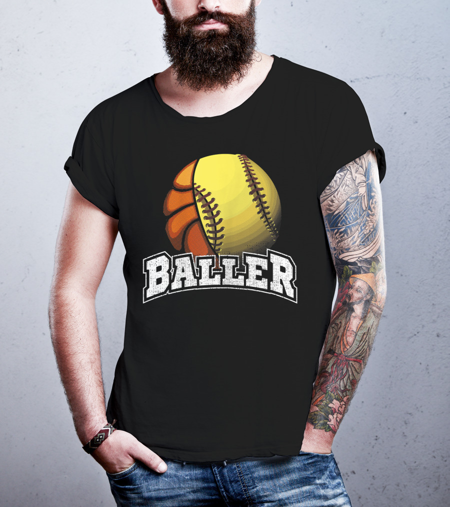 Baller Funny Girls Softball Basketball Combo T-Shirt