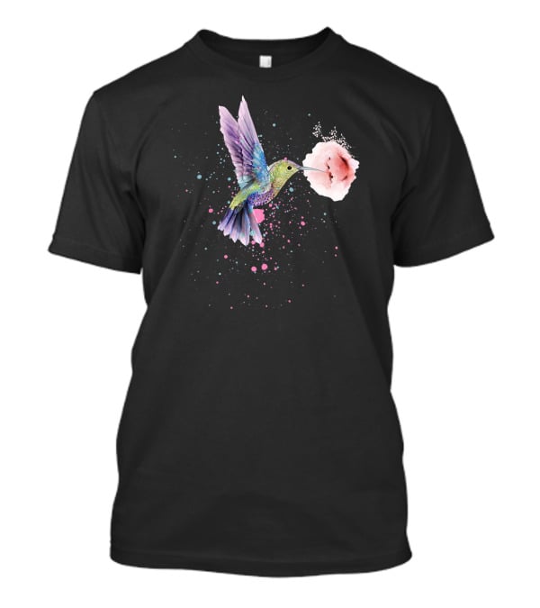 Hummingbird Valentines Day Romantic Flower Encounter T-Shirt