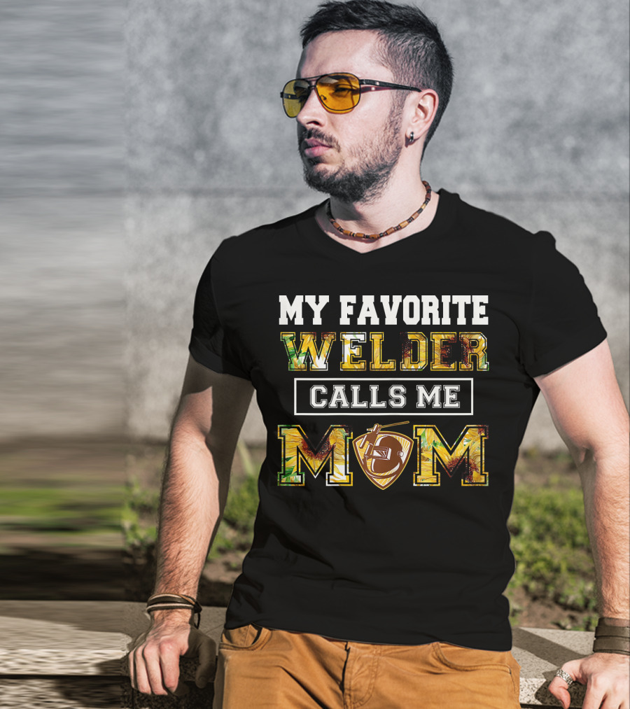 My Favorite Welder Calls Me Mom Football Helmet Shield T-Shirt