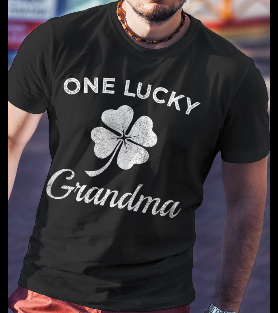 One Lucky Grandma St Patrick's Four-Leaf Clover Charm T-Shirt