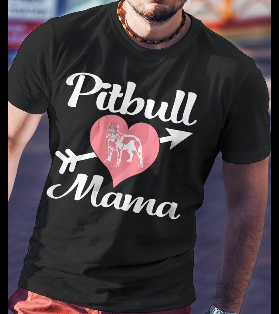 Pitbull Mama Heart With Arrow Pit Bull Lover T-Shirt