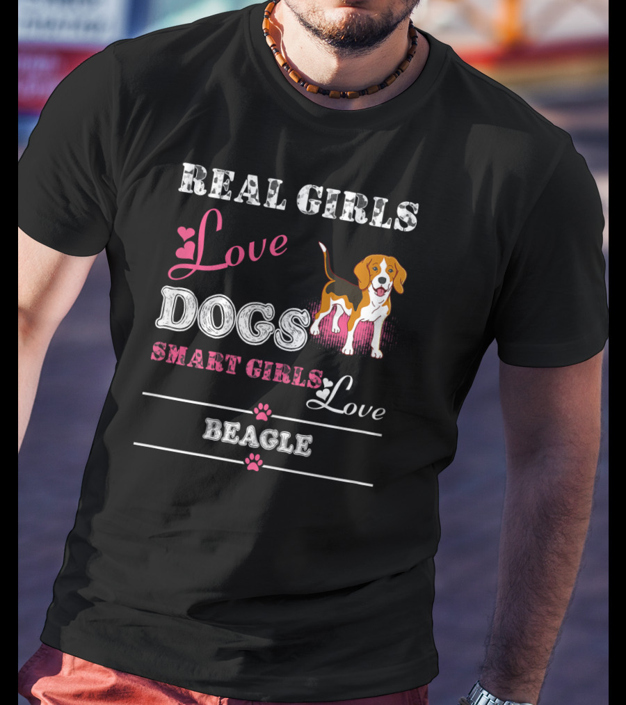 Real Girls Love Dogs Smart Girls Love Beagle T-Shirt