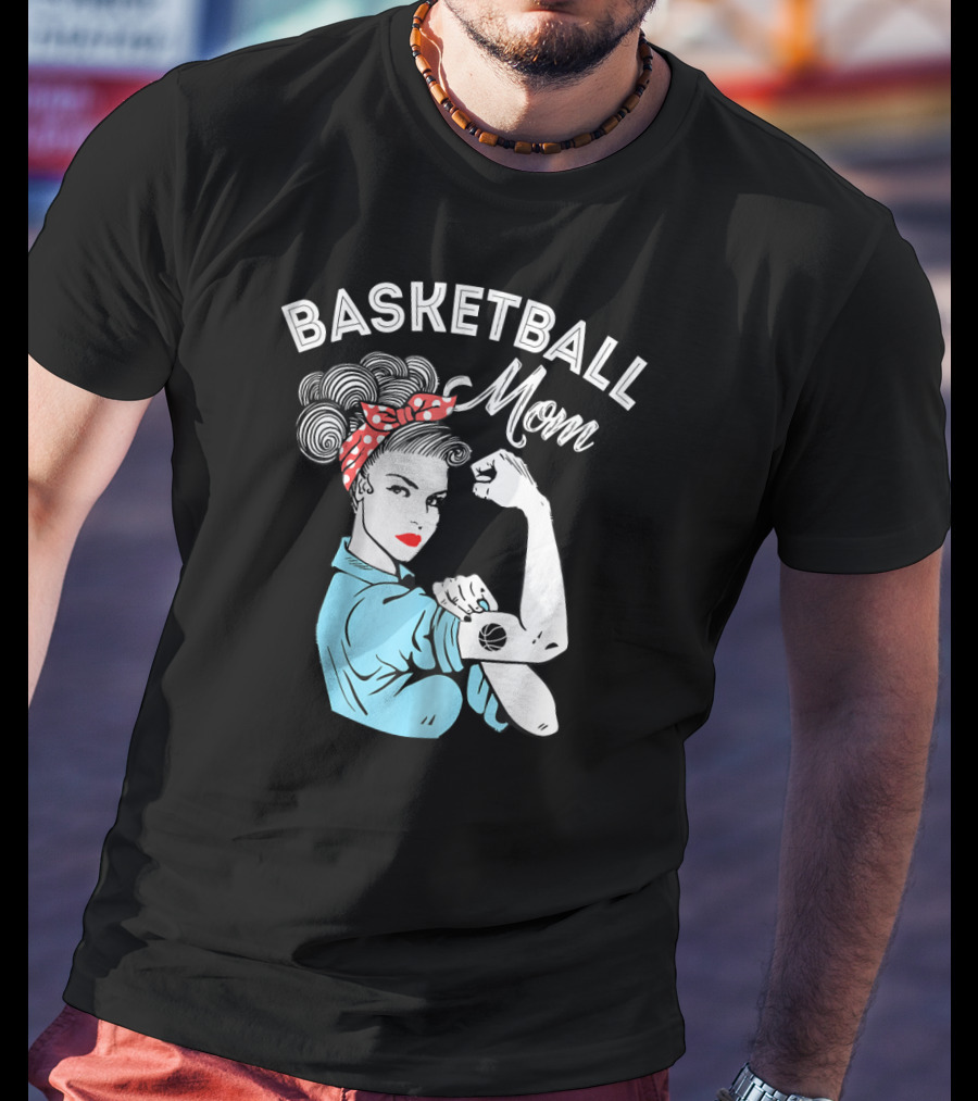 Basketball Mom Retro Strong Iconic Rosie Flexing T-Shirt