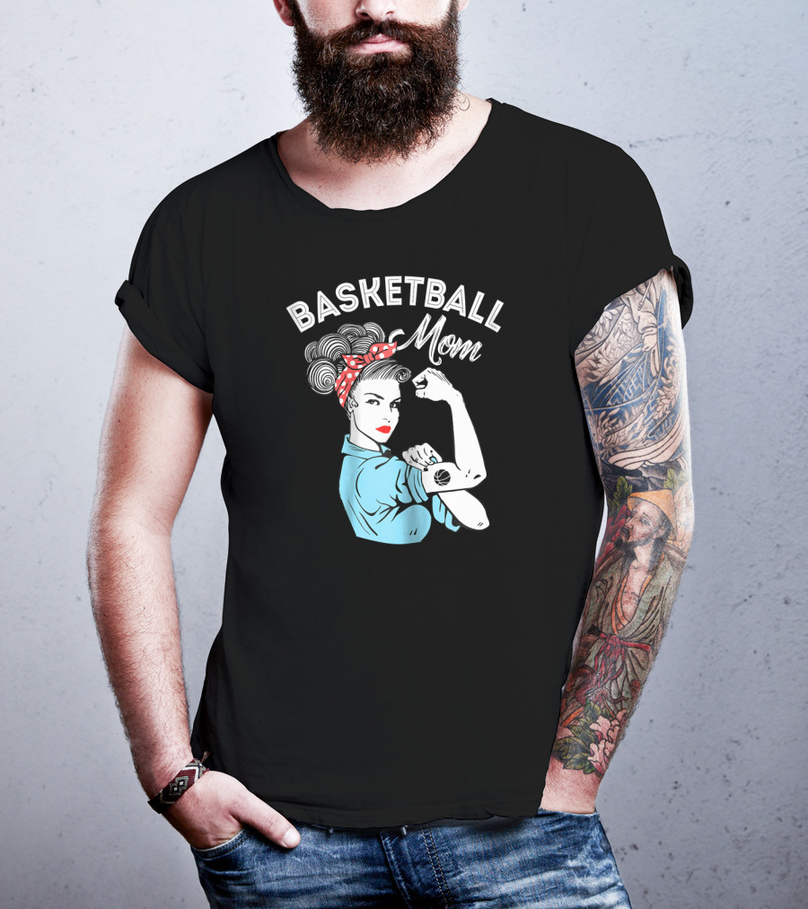 Basketball Mom Retro Strong Iconic Rosie Flexing T-Shirt