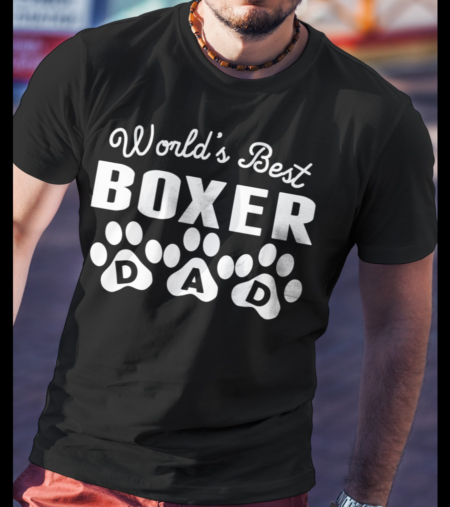World's Best Boxer Dad Paw Prints T-Shirt