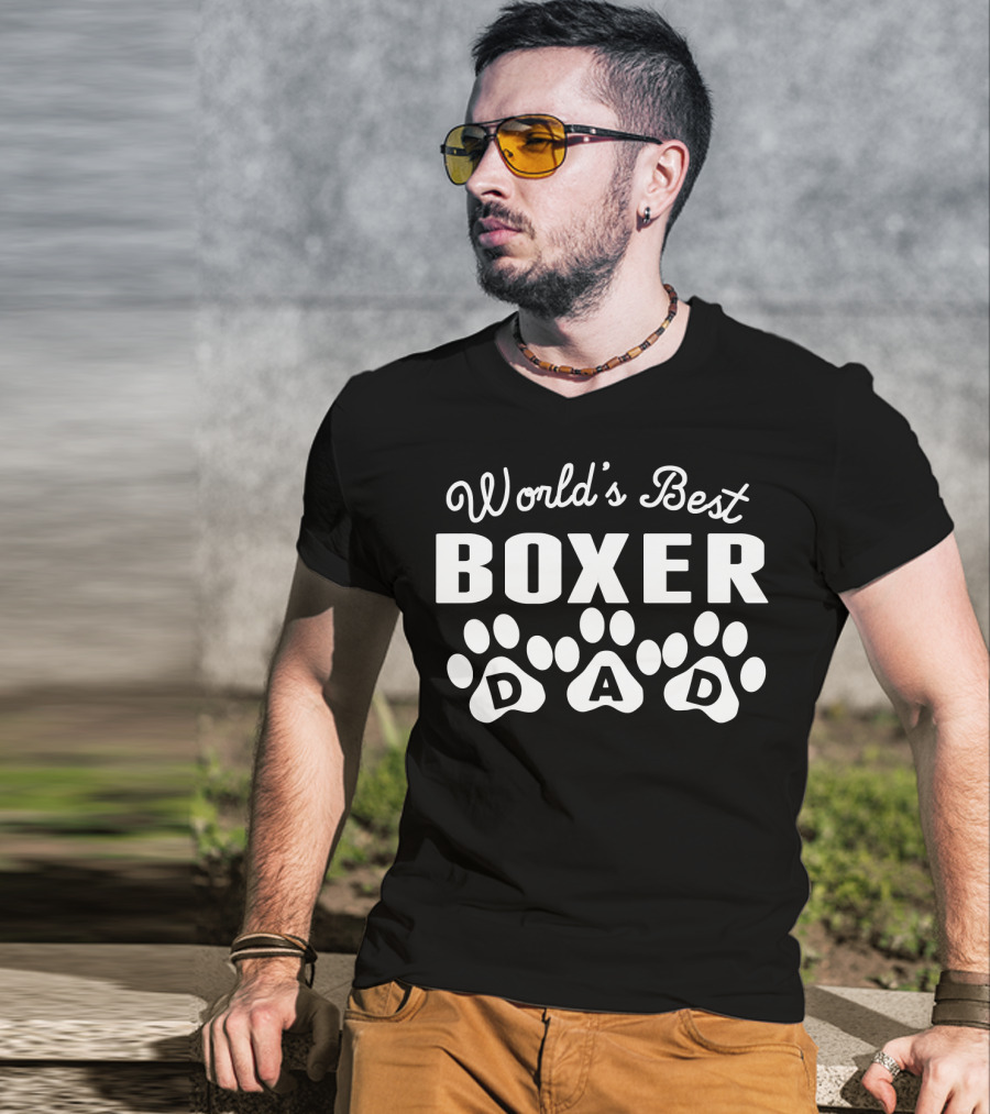 World's Best Boxer Dad Paw Prints T-Shirt