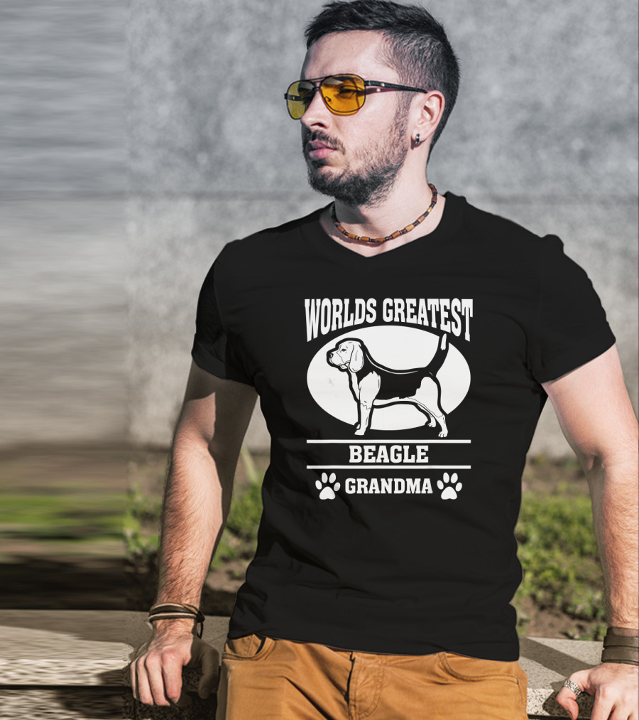 Worlds Greatest Beagle Grandma Dog Pawprints T-Shirt