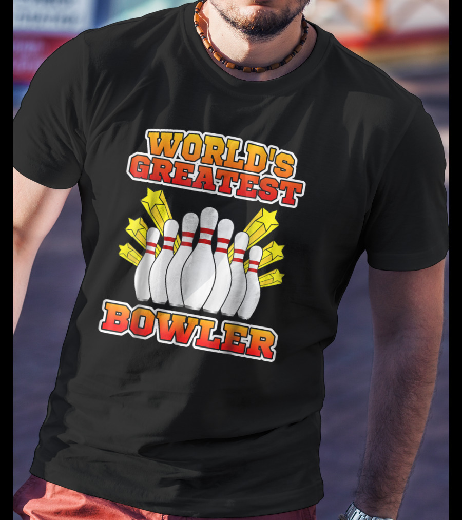 World's Greatest Bowler With Bowling Pins And Stars T-Shirt