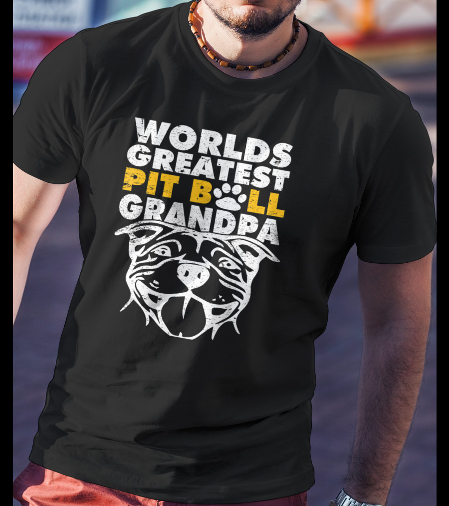Worlds Greatest Pit Bull Grandpa Dog Love T-Shirt