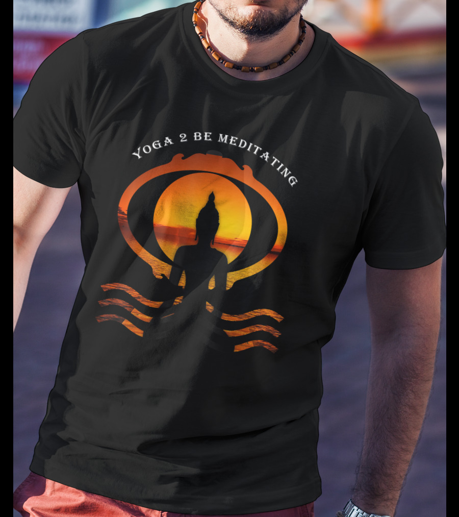 Meditating Yoga Silhouette At Sunset Spiritual Reflection T-Shirt