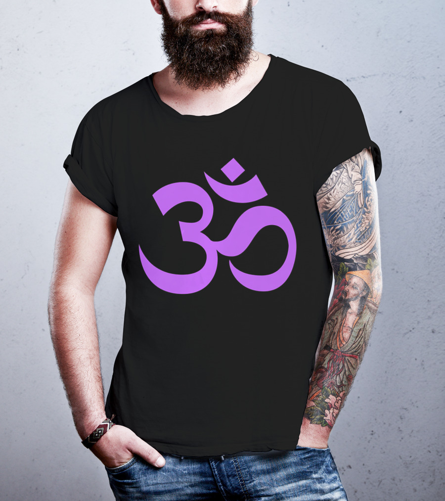 Yoga Aum OM Spiritual Symbol In Purple T-Shirt