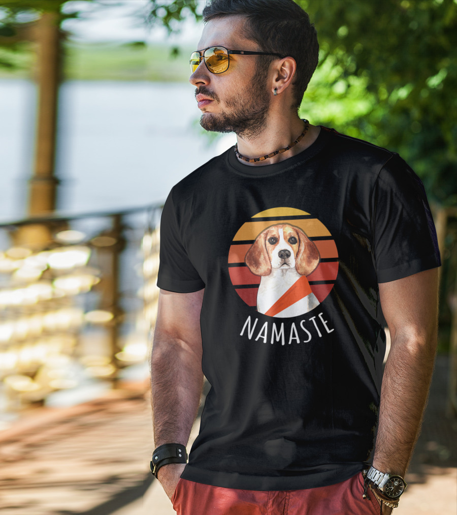 Namaste Beagle Sunset Yoga T-Shirt