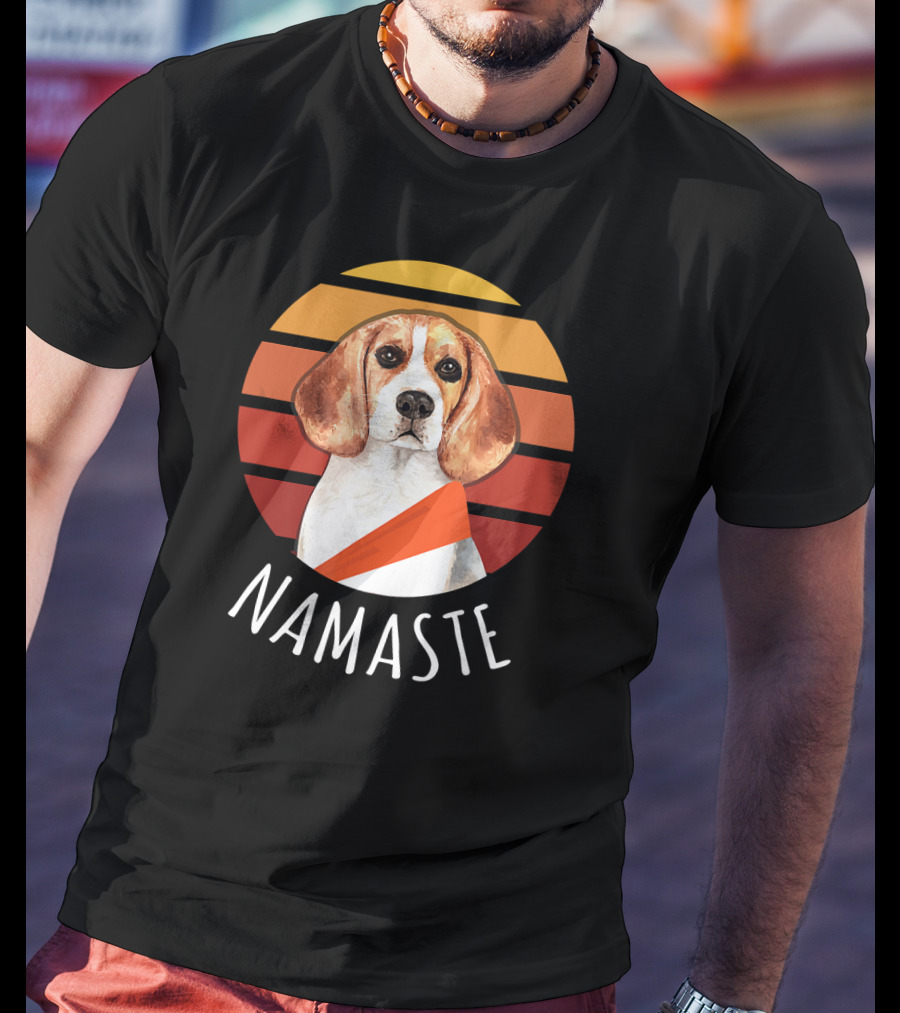 Namaste Beagle Sunset Yoga T-Shirt