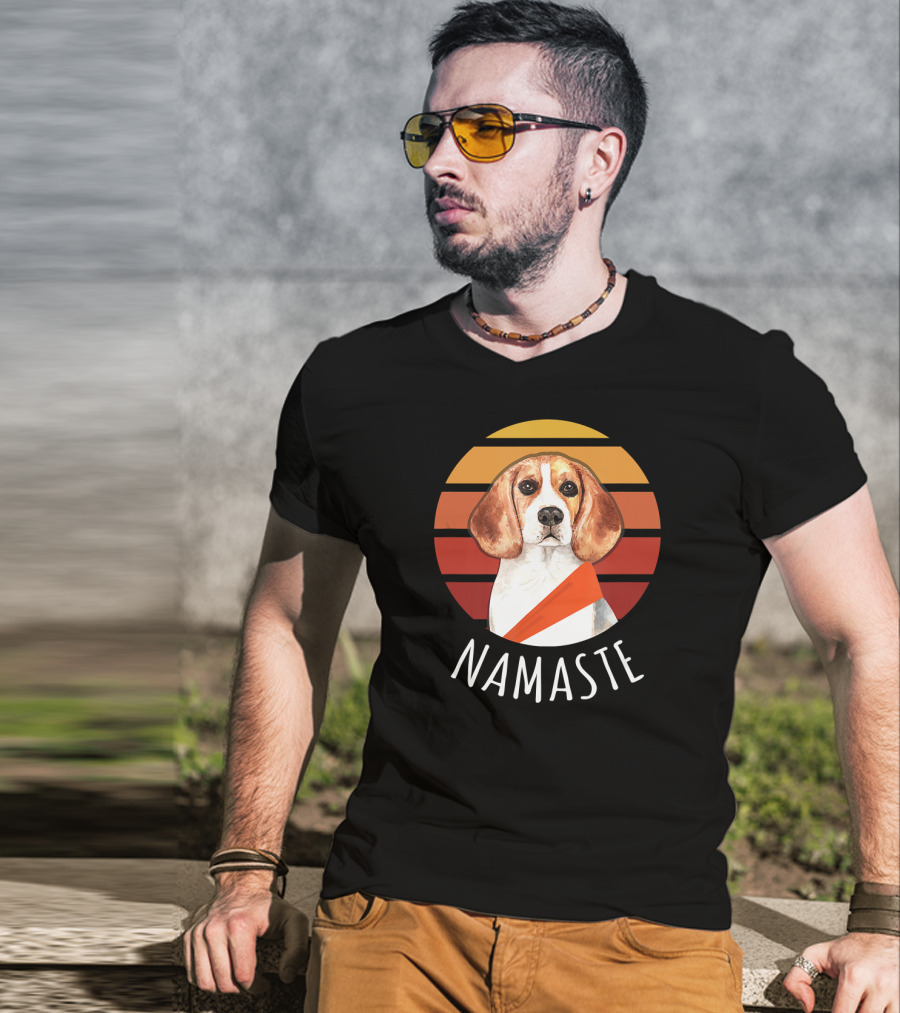 Namaste Beagle Sunset Yoga T-Shirt